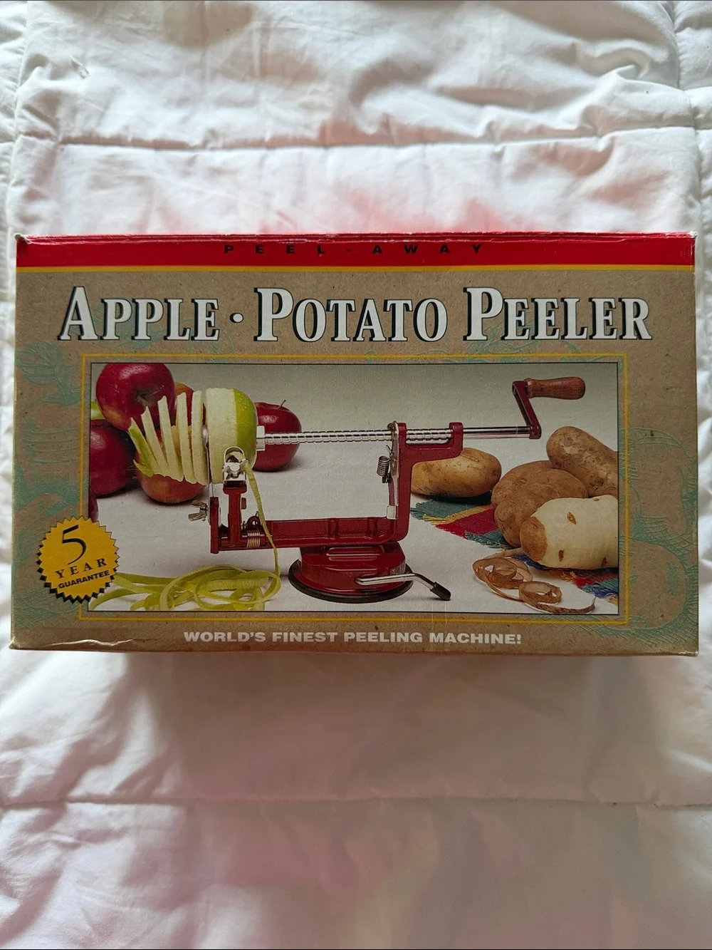 Apple & Potato Peeler/Corer, New in Box, Cast Iron & Stainless, Vacuum Grip Base